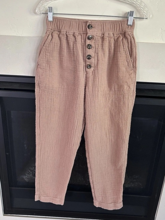 Madewell Pants - ▶️ Madewell Linen Blend Gauze Henley Crop Pants XXS Taupe Pull On Minimalist